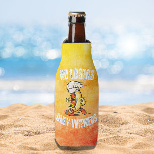 No Losers Only Wieners Funny Hotdog Pun   Bottle Cooler