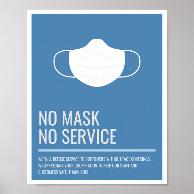 No Mask No Service Business Store Signage Poster (Front)