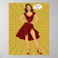 "No Means No" Feminist Pin-Up Girl - Retro Art