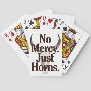 No Mercy Just Horns Longhorn Skull Brutal Bull  Playing Cards