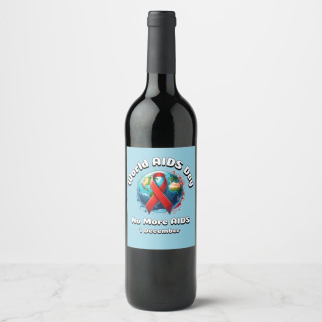 No More AIDS. World AIDS Day Wine Label (Front)