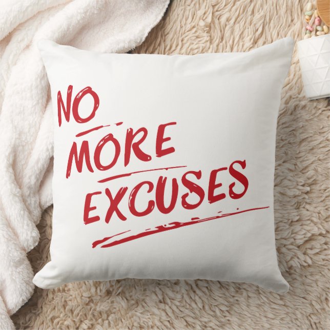 No More Excuses – Inspirational Red Quote Cushion (Blanket)