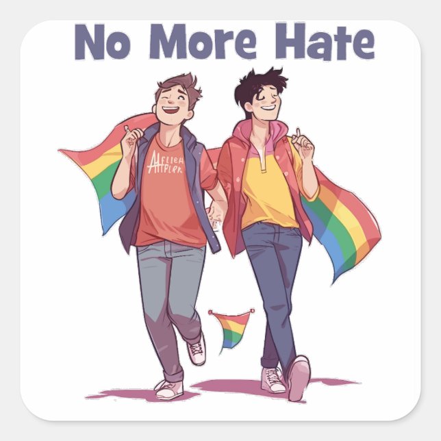 No More Hate LGBT Sticker (Front)