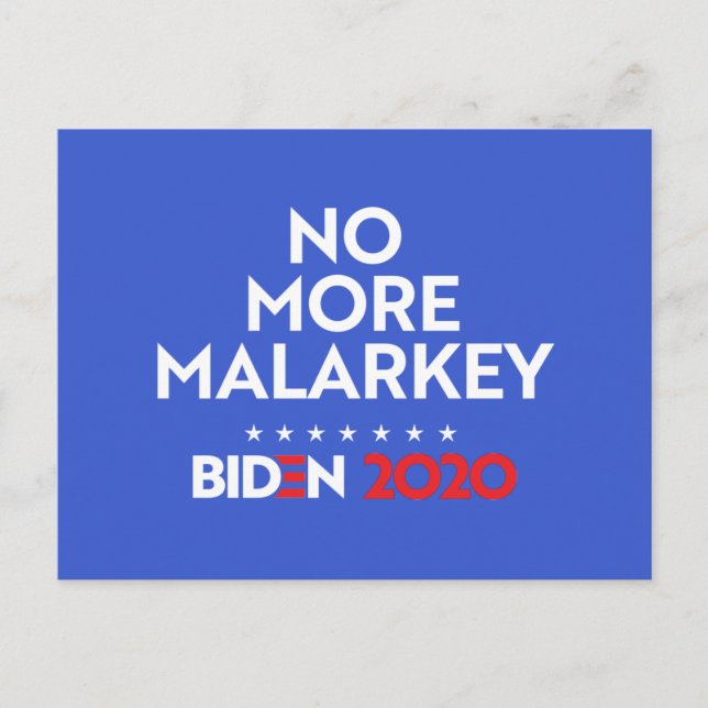 NO MORE MALARKEY POSTCARD (Front)