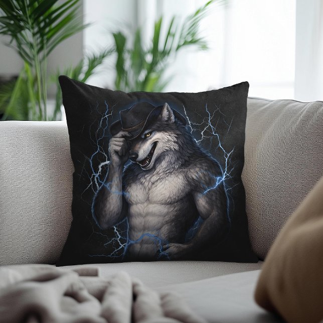 No More Mr Nice Guy Funny Alpha Wolf Meme Brainrot Cushion (Creator Uploaded)