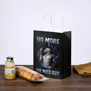No More Mr Nice Guy Funny Alpha Wolf Meme Brainrot Medium Gift Bag
