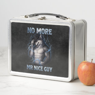 No More Mr Nice Guy Funny Alpha Wolf Meme Brainrot Metal Lunch Box