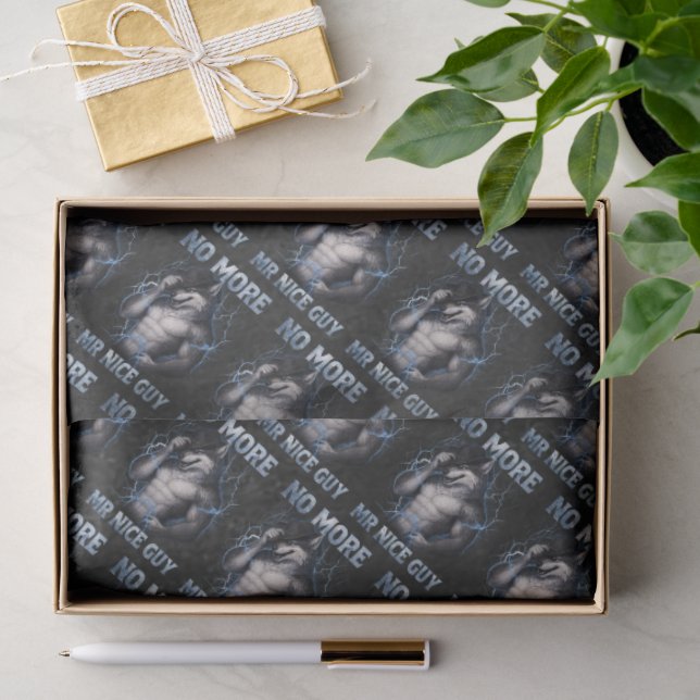 No More Mr Nice Guy Funny Alpha Wolf Meme Brainrot Tissue Paper (Gift)