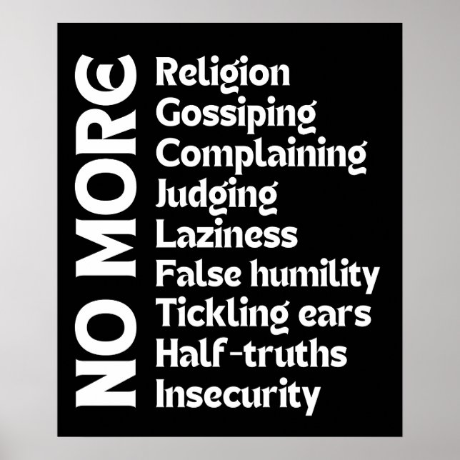 No More Negativity | Bold Inspirational Quote Art Poster (Front)