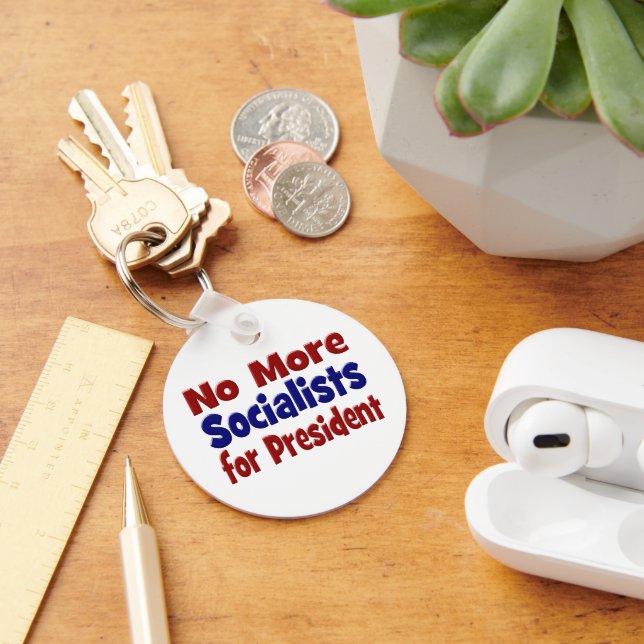 No More Socialists for President red blue text Key Ring (Desk)