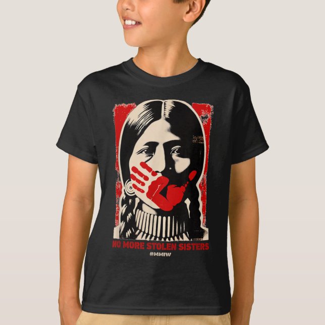 No-more Stolen Sister Red Hand Mmiw Awareness Amer T-Shirt (Front)