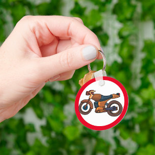 No Motorcycles Road Sign Key Ring