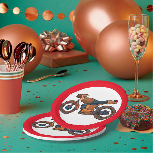 No Motorcycles Road Sign Paper Plate