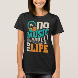 No Music No Life with Headphones Heartbeat Musical T-Shirt