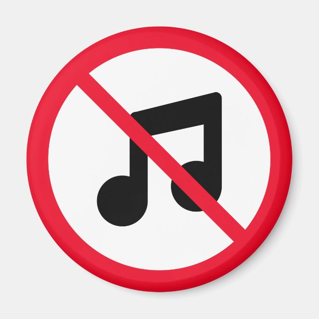 No Music | Red Circle Sign | Magnet (Front)