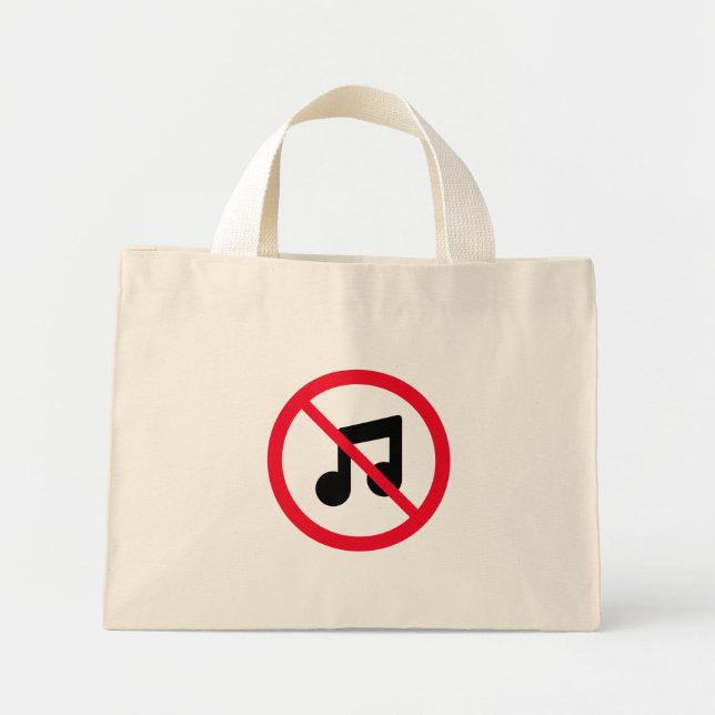 No Music Red Circle Sign | Tiny Tote Bag (Front)