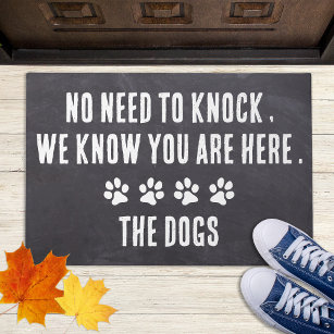 No Need To Knock Rustic Personalised Dog Lover  Doormat