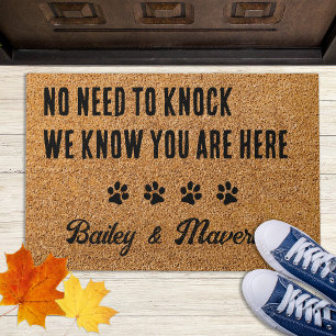 No Need to Knock - Welcome Rustic Funny Dog Doormat