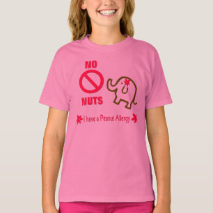 No Nuts Peanut Allergy Cute Elephant T-Shirt