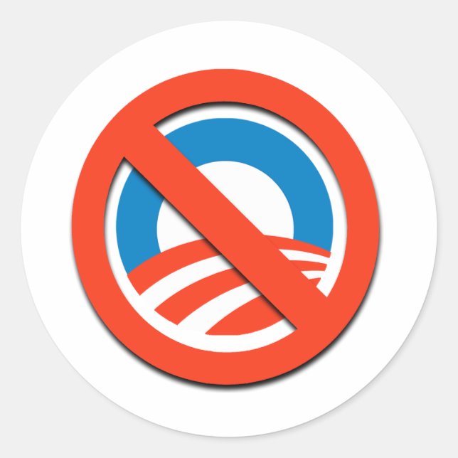NO OBAMA / NO O CLASSIC ROUND STICKER (Front)
