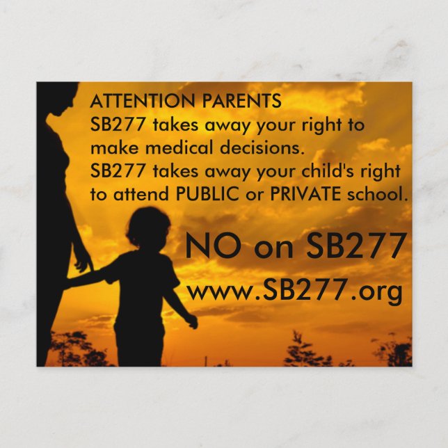 NO on SB277 postcard (Front)