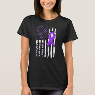 No One Fights Alzheimer's Purple Ribbon American F T-Shirt
