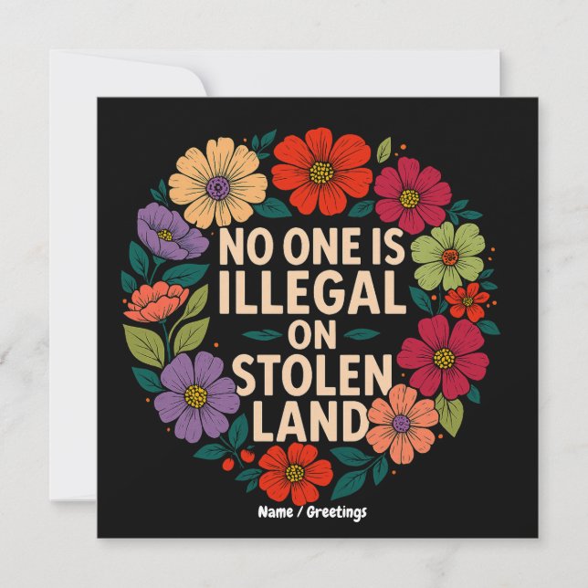 No One Is Illegal on Stolen Land Indigenous Pride Invitation (Front)