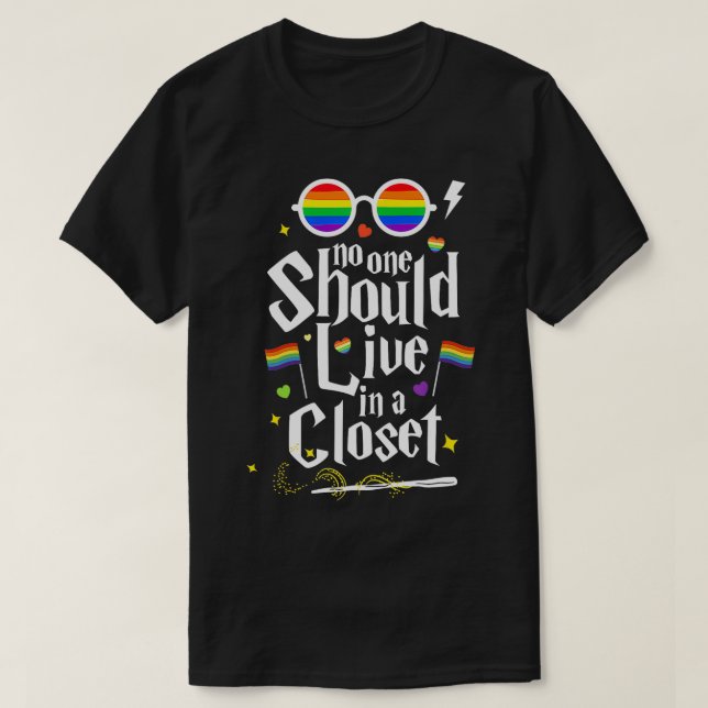 No One Should Live In A Closet LGBT Gay Pride TShi T-Shirt (Design Front)