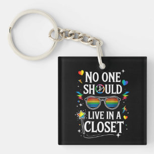 No One Should Live In A Closet LGBTQ Gay Lesbian Key Ring