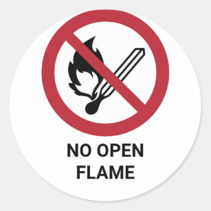 No Open Flame, Prohibition Sign Classic Round Sticker