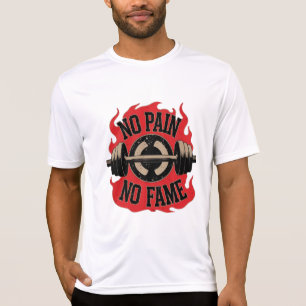 No Pain No Fame Distressed Vintage Gym Emblem T-Shirt