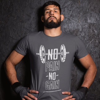 No Pain No Gain Dumbbell Motivation T-Shirt