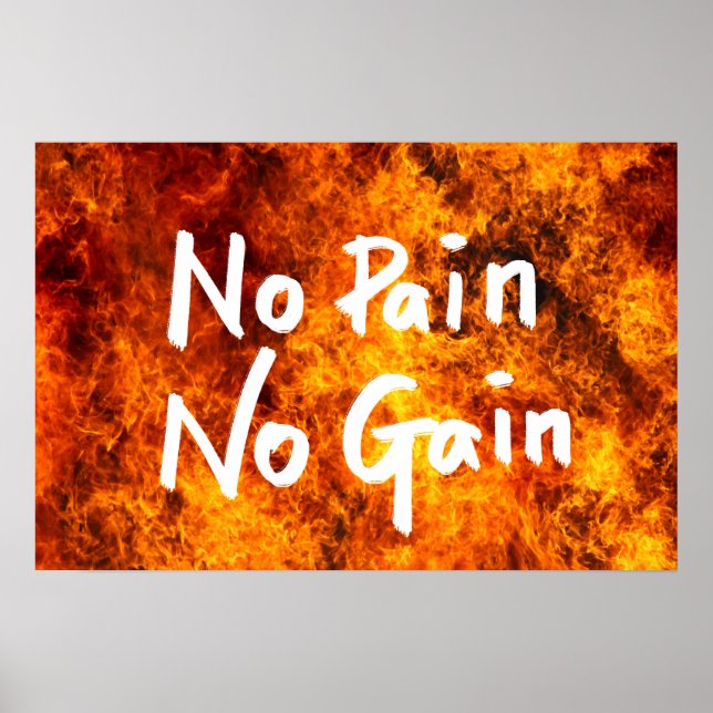 No Pain No Gain GYM Motivational Quote Poster (Front)