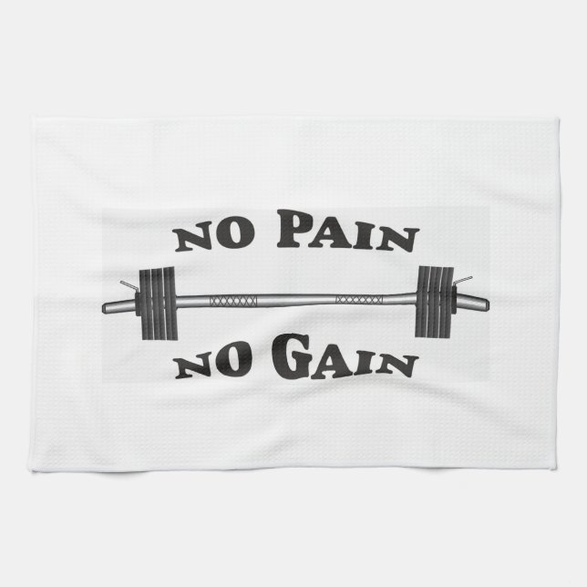 No Pain No Gain Gym Towel - White (Horizontal)
