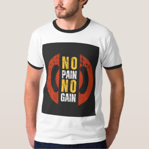 No Pain No Gain" Half-Sleeve Round Neck T-Shirt