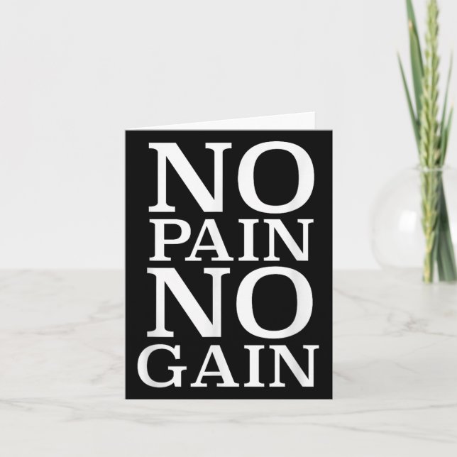 No Pain No Gain Motivation  Card (Front)