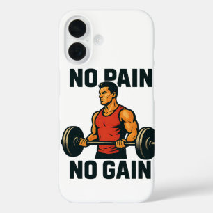 No Pain No Gain Motivational Gym Phone Wallpaper iPhone 16 Case