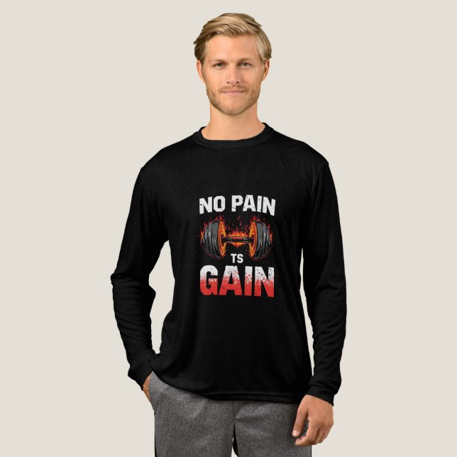 “No Pain No Gain Motivational Gym T-Shirt” Tri-Blend Shirt (Full Front)