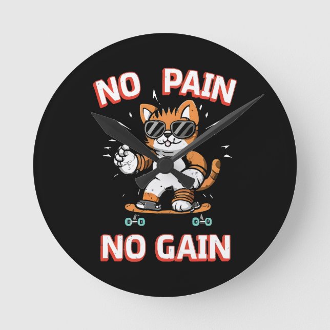 No pain No Gain Round Clock (Front)