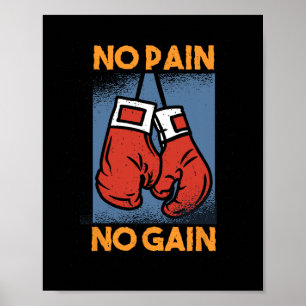 No Pain No Gain Weighlifter Pre-workout Motivation Poster