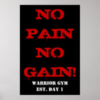 NO PAIN NO GAIN! Weightlifting Exercise Gym Poster