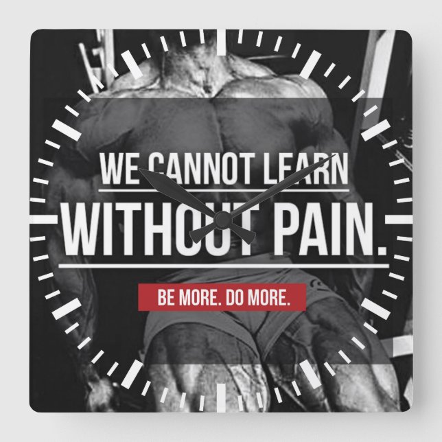 NO PAIN NO GAIN - Workout Motivational Square Wall Clock (Front)