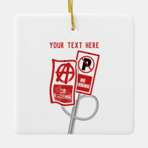 No parking anarchy sign ceramic ornament