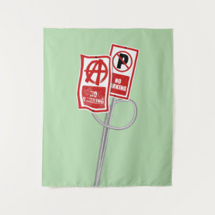 No parking anarchy sign tapestry