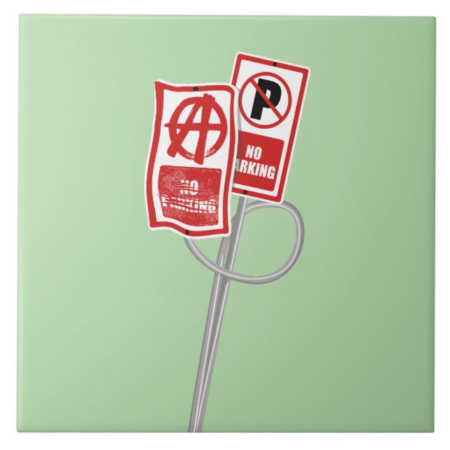 No parking anarchy sign tile (Front)