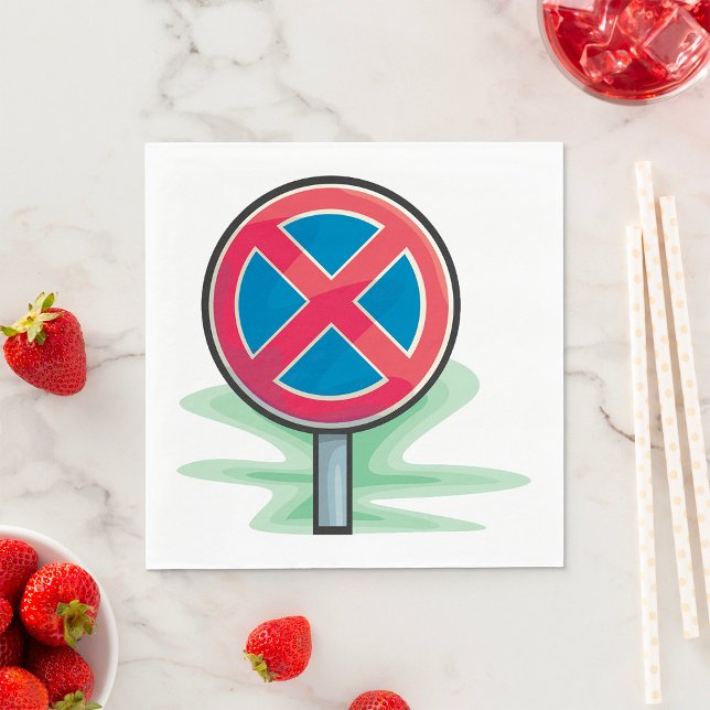 No Parking Road Sign Red Blue Traffic Symbol Napkin (Creator Uploaded)