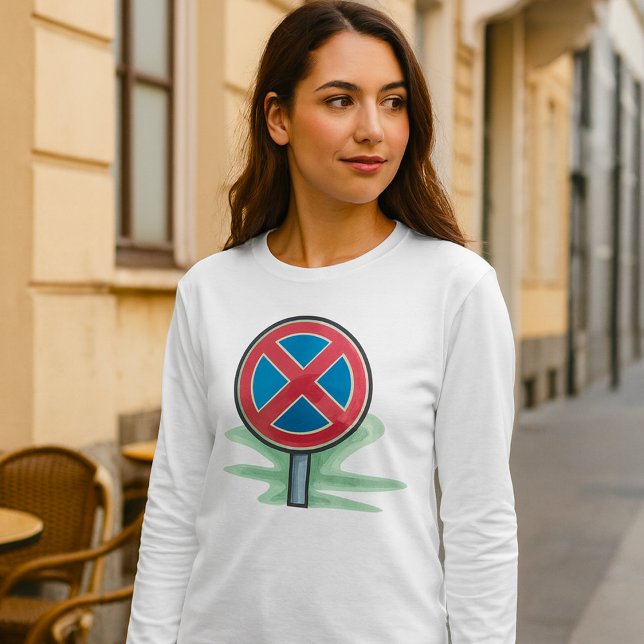 No Parking Road Sign Red Blue Traffic Symbol T-Shirt (Creator Uploaded)