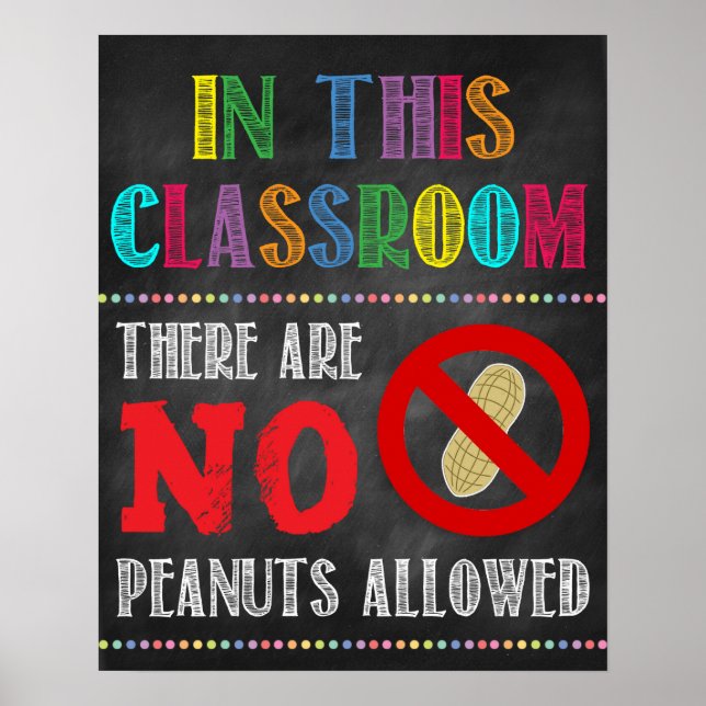 No Peanuts Allowed Classroom Poster (Front)