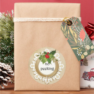 No Peeking Christmas Classic Round Sticker