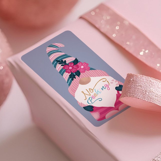 No Peeking Cute Fun Bright Christmas Gnome Label (No Peeking Cute Fun Bright Christmas Gnome Label)